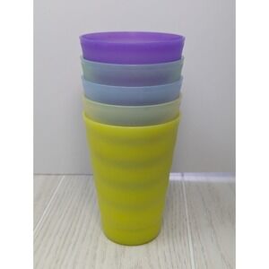 Tupperware Impressions 16 oz tumblers 5 yellow blue green purple 3515 NO LIDS